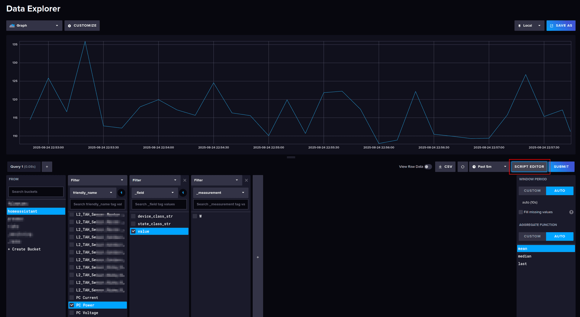 influxdb bucket data explore ui screenshot