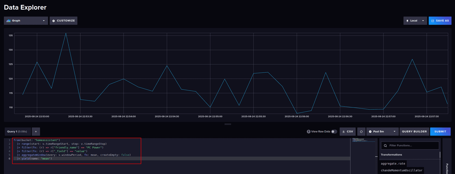 influxdb bucket data explore ui screenshot