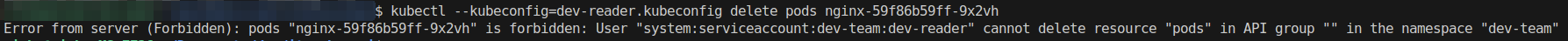delete pods error screenshot